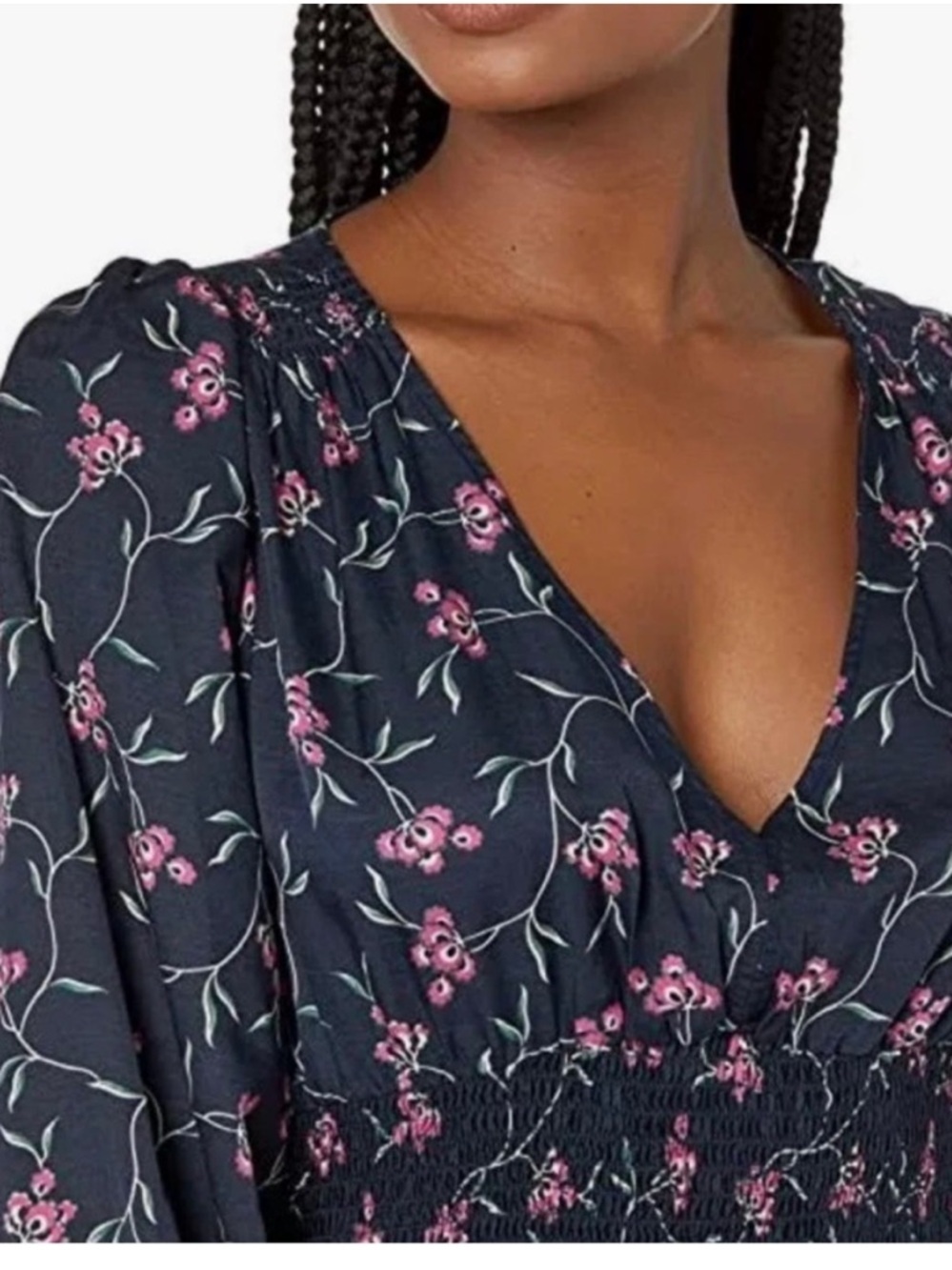 NWT Outerknown Sundance Oceana Midi Floral Long Sleeve Dress Navy Pink XS - Picture 3 of 15